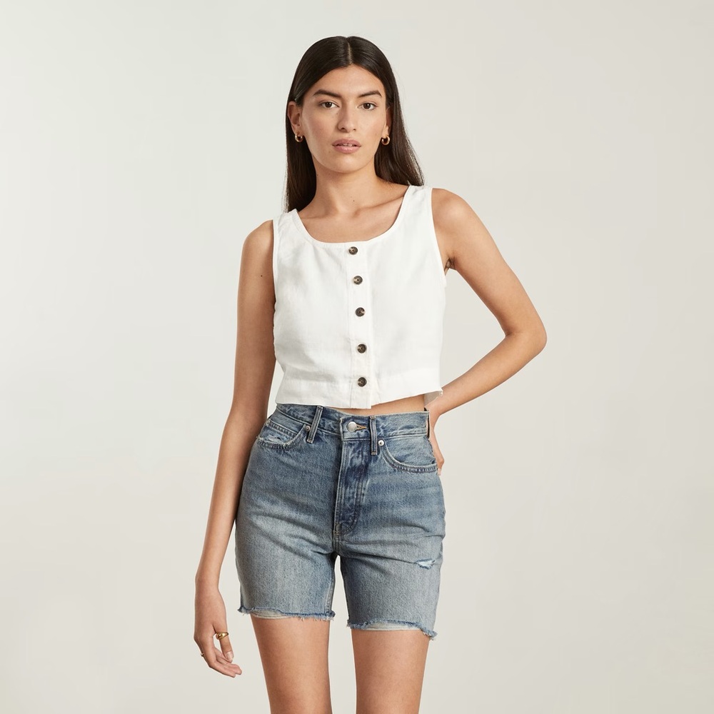 ISO Everlane linen button front crop top in any color, size 12